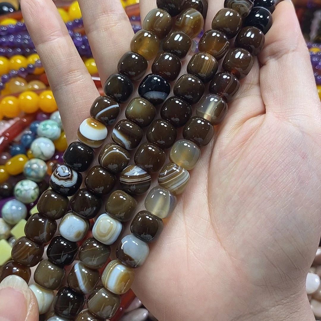 玛瑙/玉髓足银镀金镶嵌珠宝半成品玛瑙老型一条卡12mm