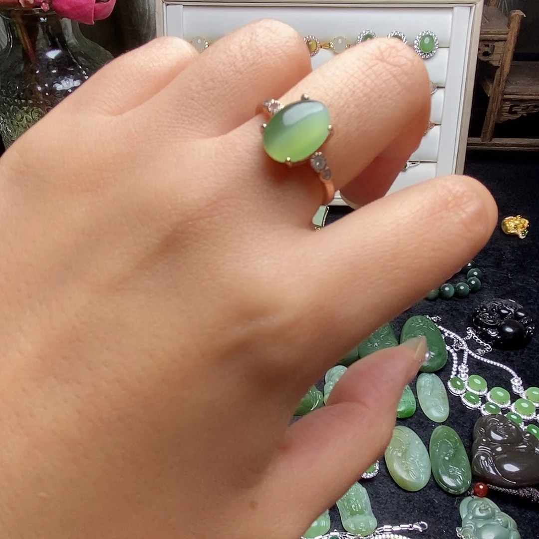 和田玉银S925镶嵌戒指