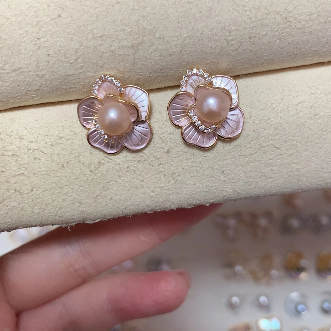 淡水珍珠耳饰合金