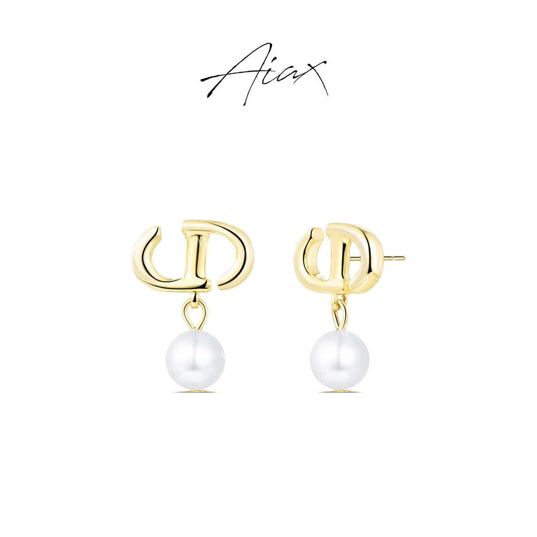 AIAX 镀K金 小众轻奢时尚气质款字母珠珠吊坠时尚耳环TSL657