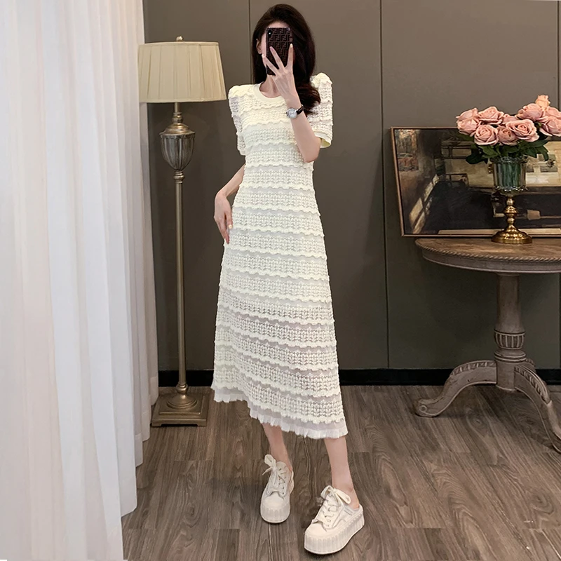 高级感法式气质蕾丝连衣裙女2025夏季新款优雅女人味修身显瘦裙子