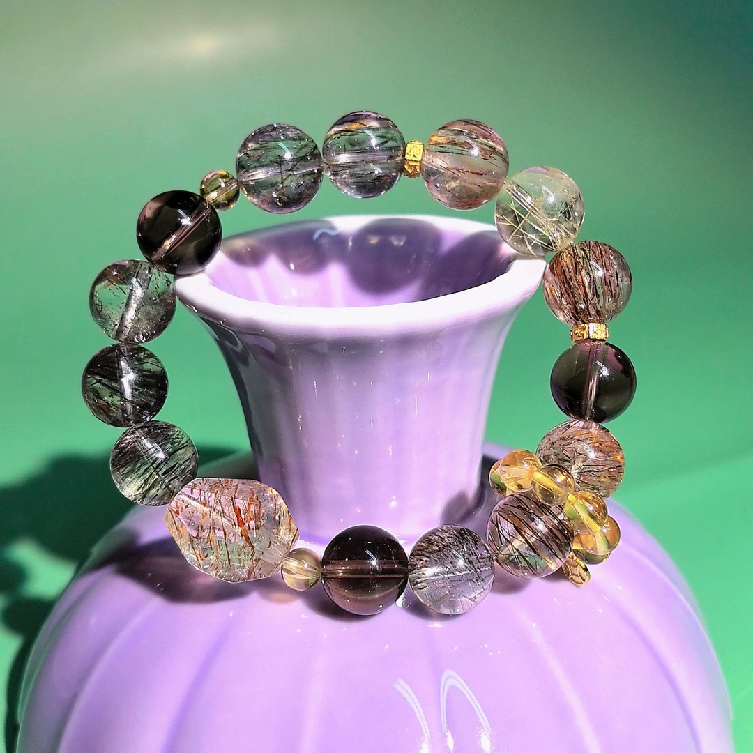 水晶黑金超七手串手链(多样性发其一)