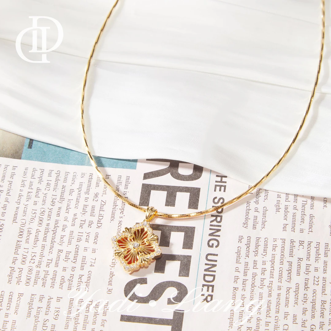 坠链均925银 梁雅帝新品【布达拉宫四叶宝相花】设计感气质纯银项链