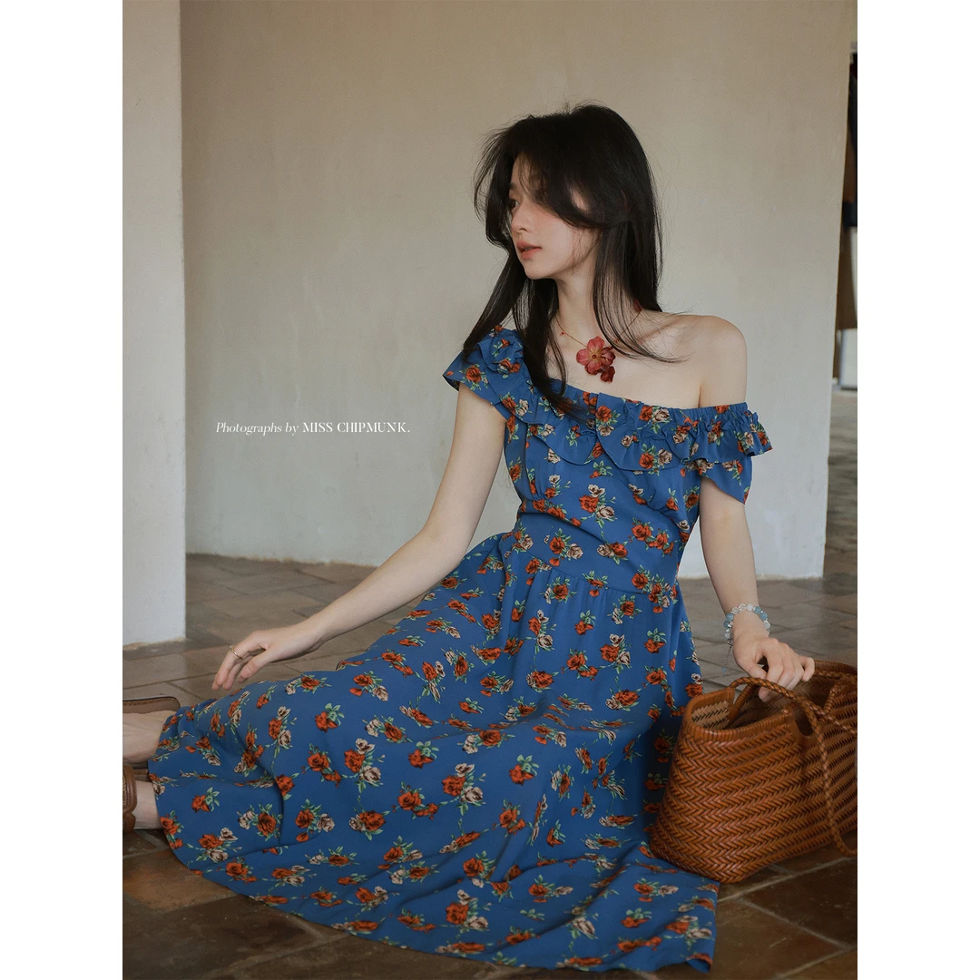 新品【花笺】夏天不能没有的花朵印花连衣裙裙 邂逅意法浪漫风~