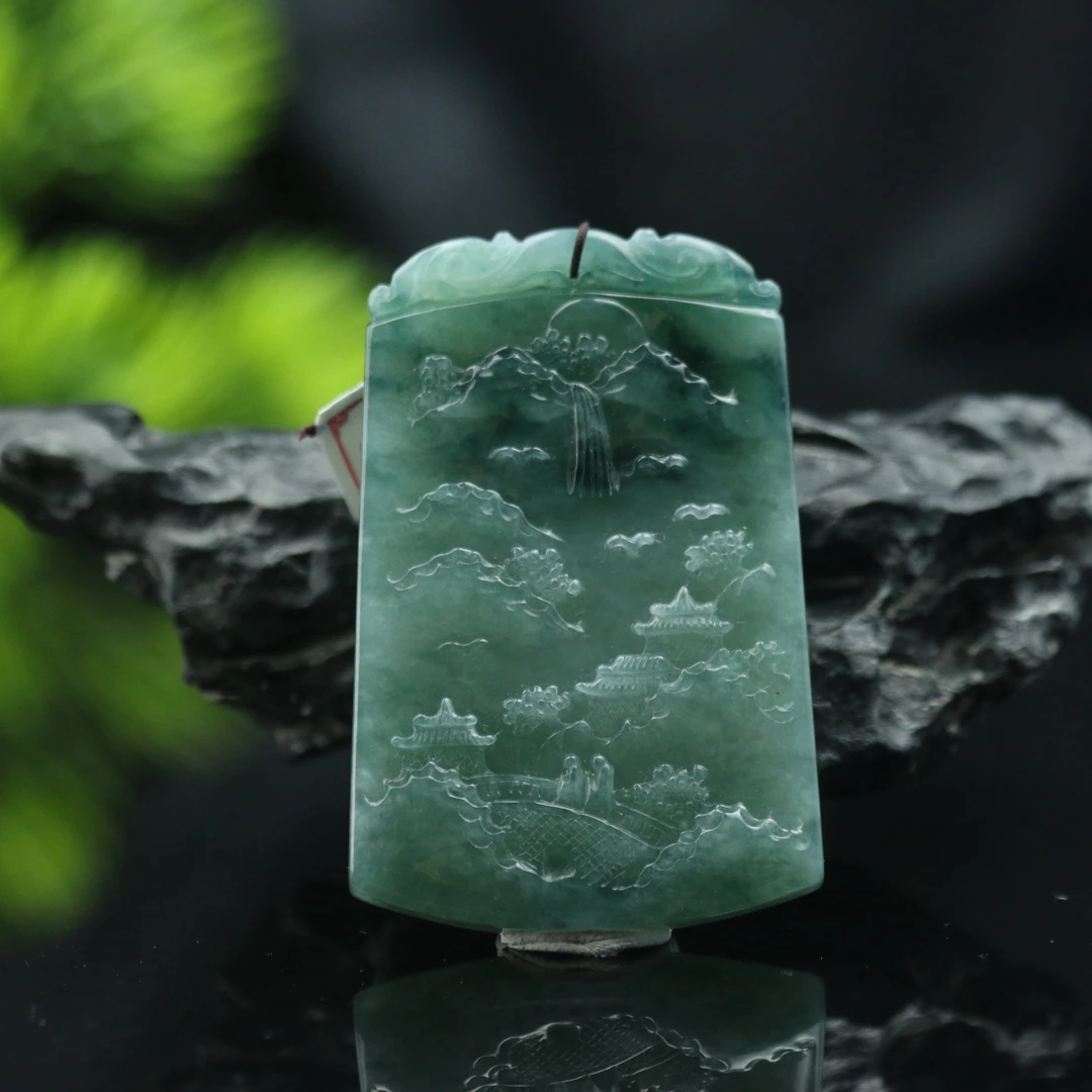 FC7天然缅甸翡翠A货山水牌/900049/保利厦门拍卖