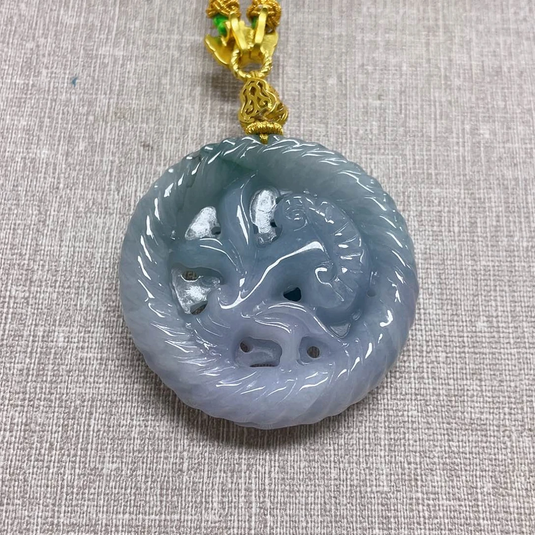 翡翠未镶嵌颈饰翡翠种水圆牌