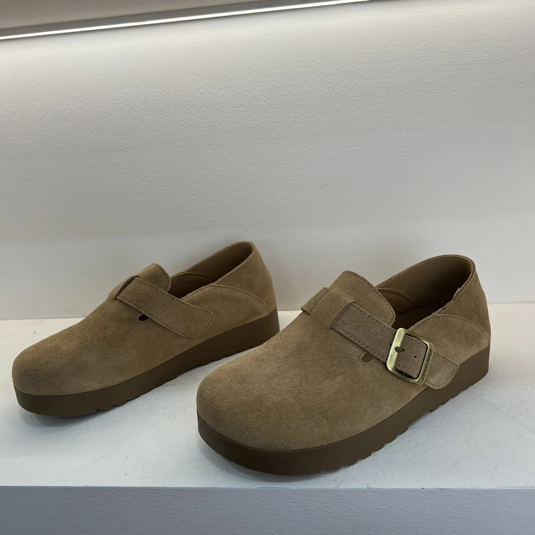 高品质全皮牛皮博肯鞋女！2025皮厚底磨砂皮博肯鞋女8002