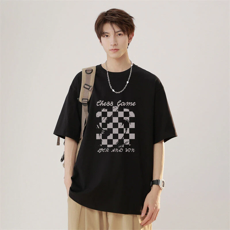 夏季纯棉T恤重磅230克青少年潮流印花百搭宽松圆领短袖3370