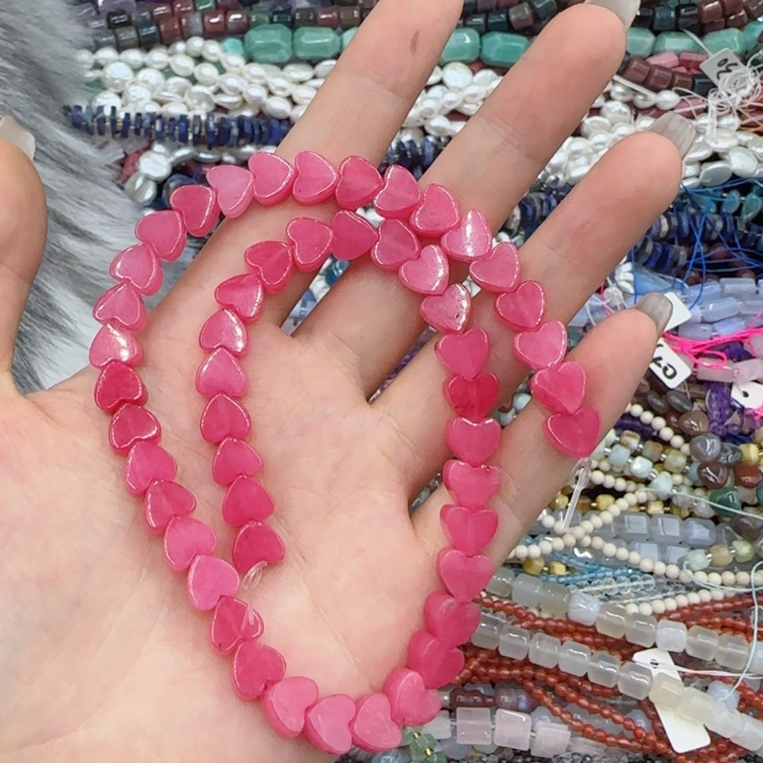 玛瑙/玉髓未镶嵌珠宝半成品粉甘青爱心一条