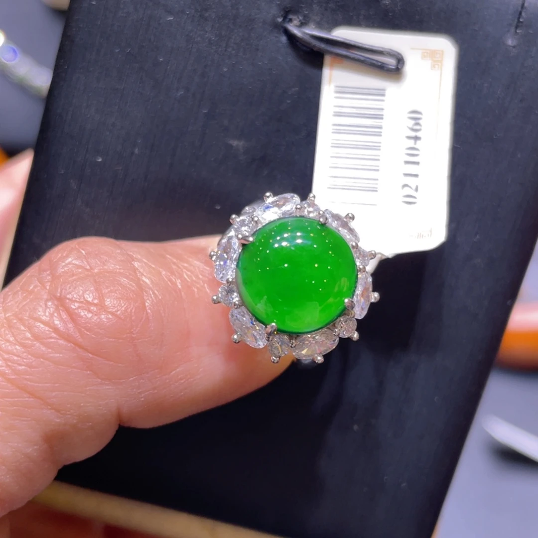 翡翠银S925镶嵌颈饰戒指