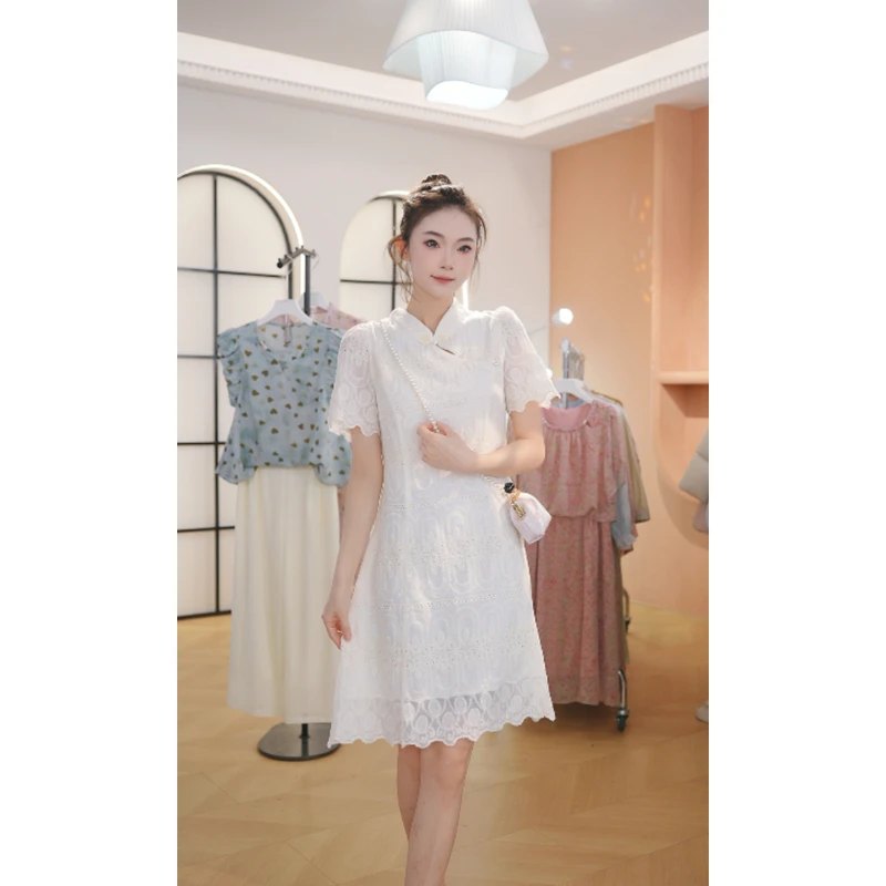 M1710 夏季25年新款高档洋气新中式收腰显瘦气质妈妈连衣裙女时尚