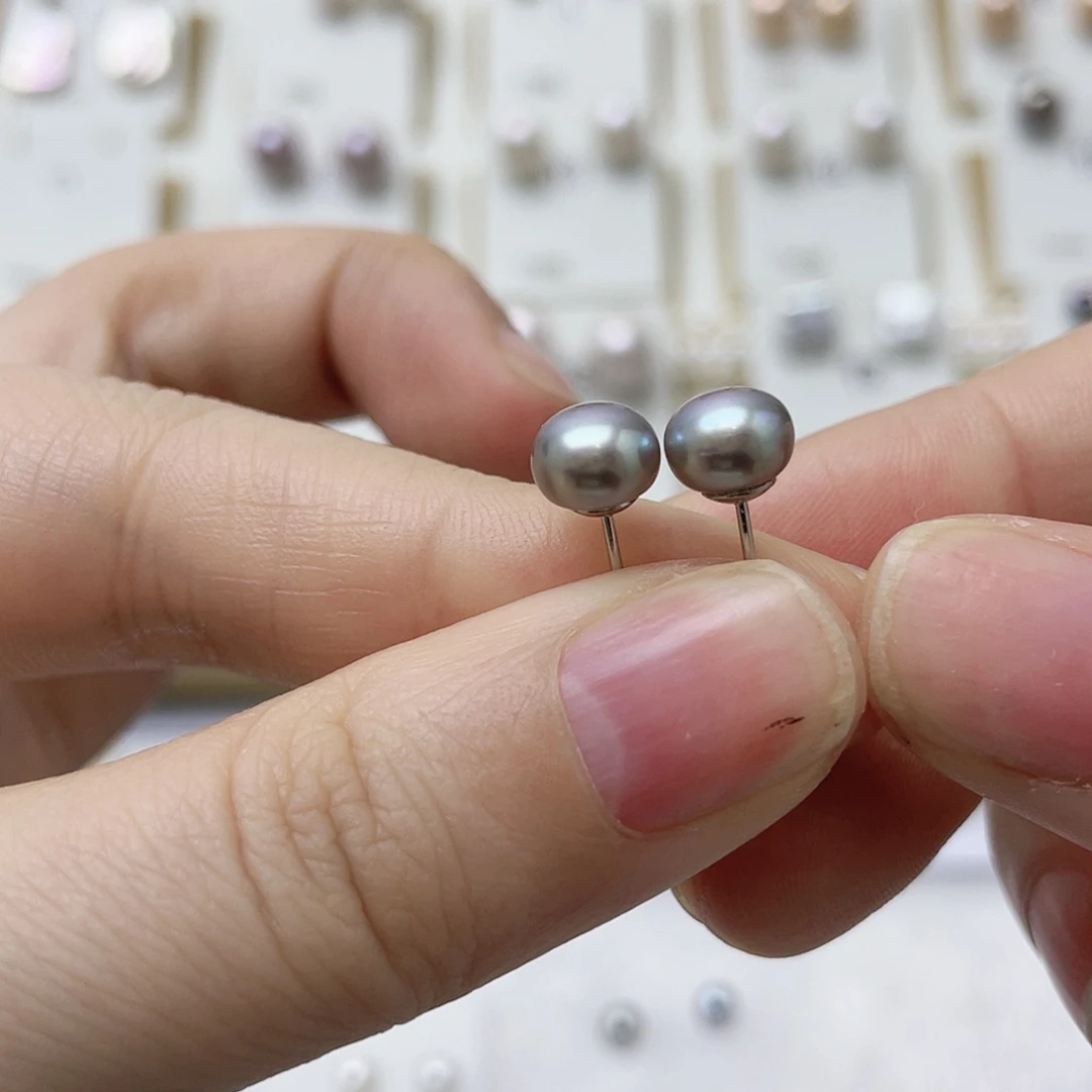 栩***生淡水珍珠耳饰银S925镶嵌
