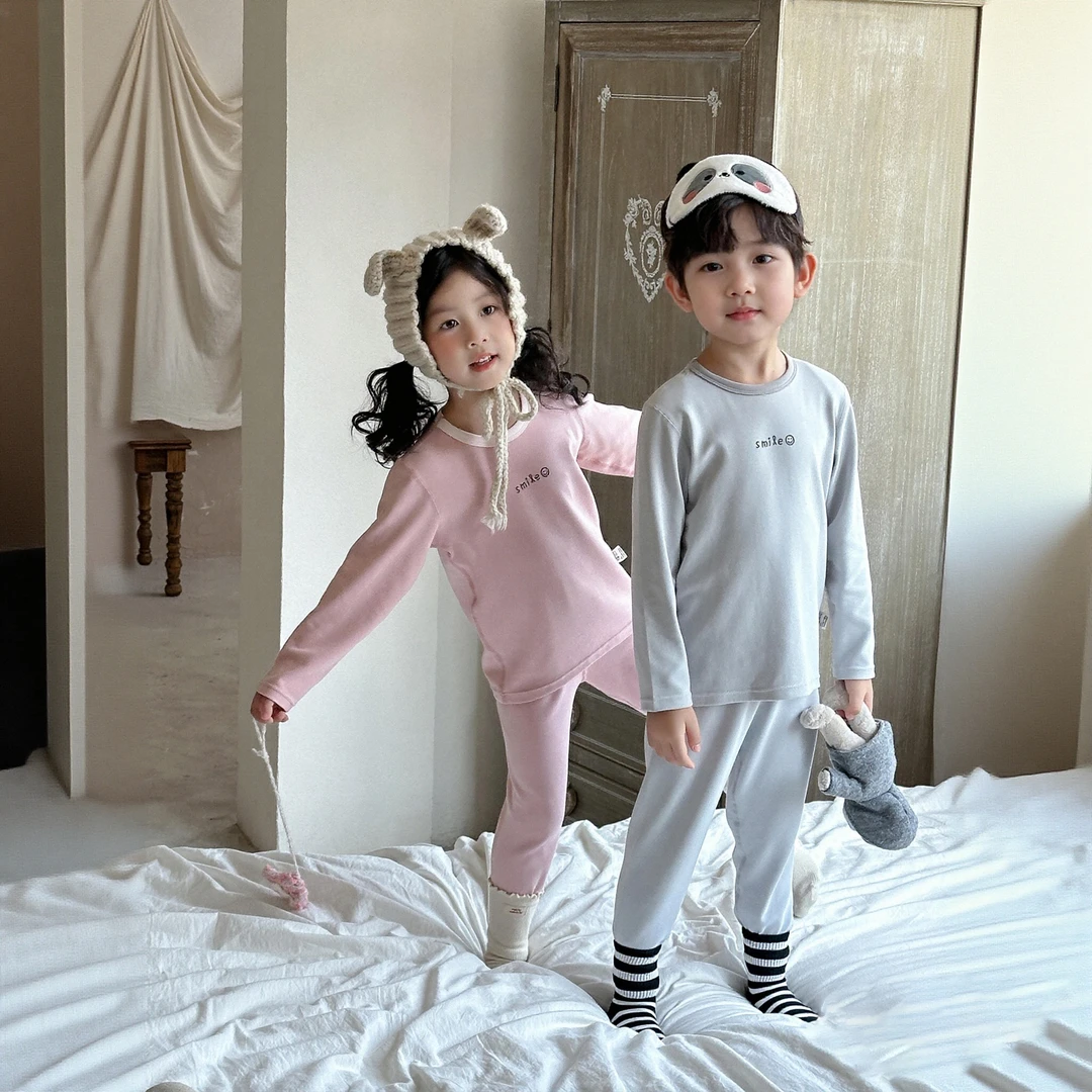 【A类无骨抗静电长绒棉】儿童家居服套装男女童舒适秋衣裤套装