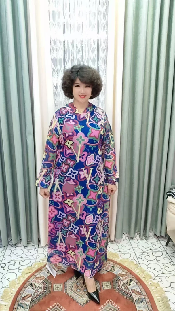 (带帽)时尚连衣裙气质网红民族风女士花色
