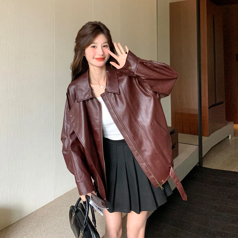 甜酷时髦感皮衣外套女2025春秋新款超显白韩系氛围感炸街短款夹克