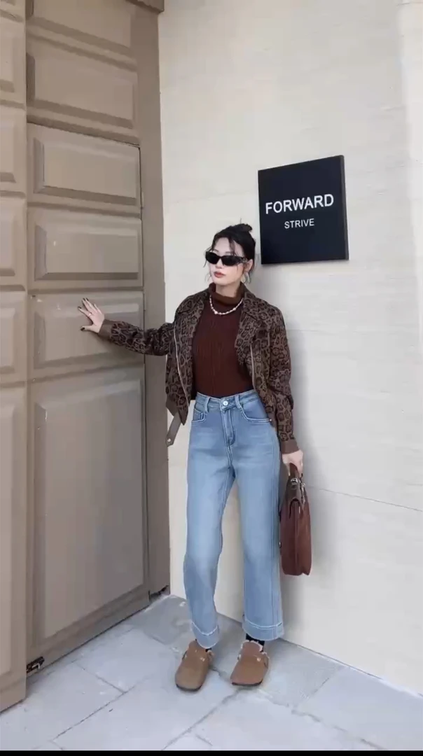 【云云精选】988 冬季复合绒小直筒牛仔裤