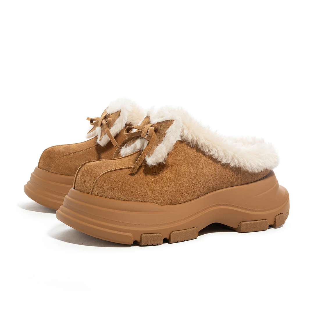 冬季新款时尚百搭加绒加厚勃肯雪地靴女厚底大头靴保暖毛毛鞋