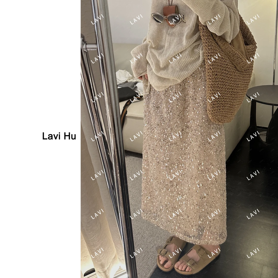 塞纳河畔的星半裙版 时尚休闲百搭复古亮片半身裙6292