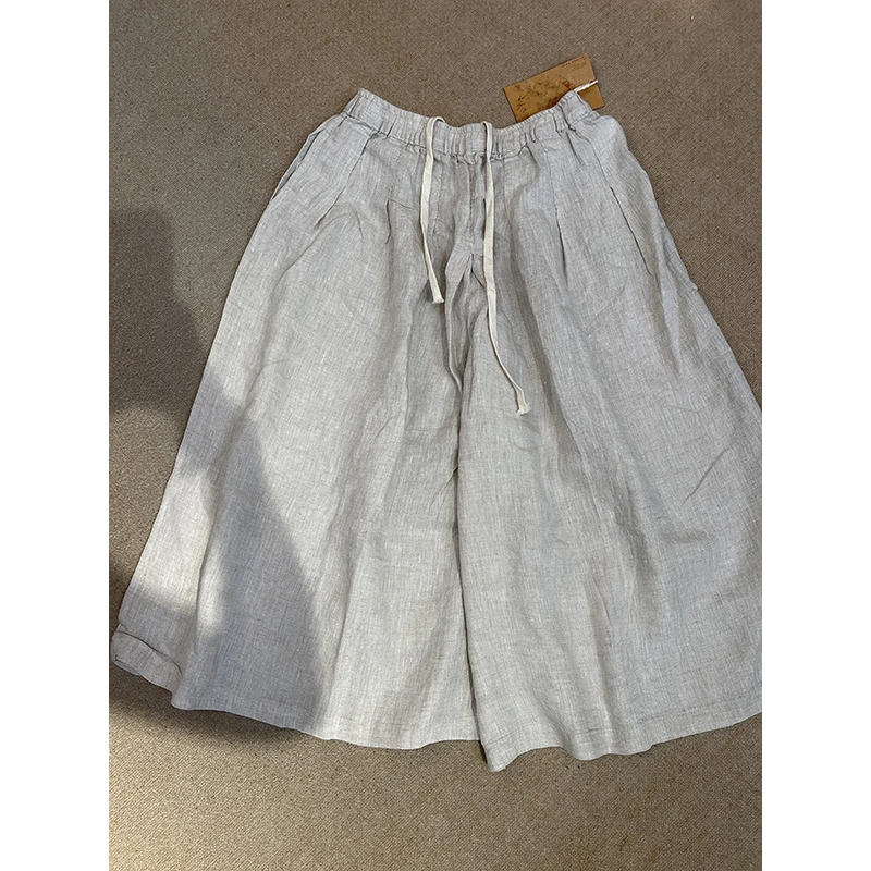 DaoZi/丹丹 色织汉麻阔腿裤 裤裙 休闲裤 25K033