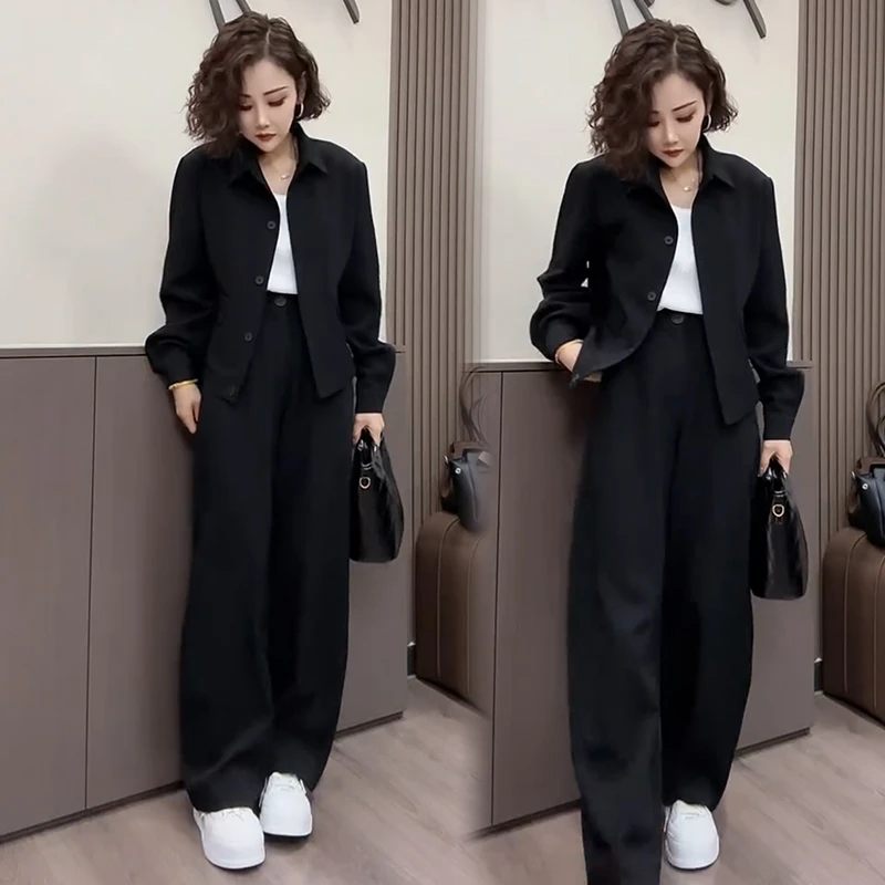 2025秋季新款时尚显瘦气质网红高档套装女高级宽松大码百搭两件套