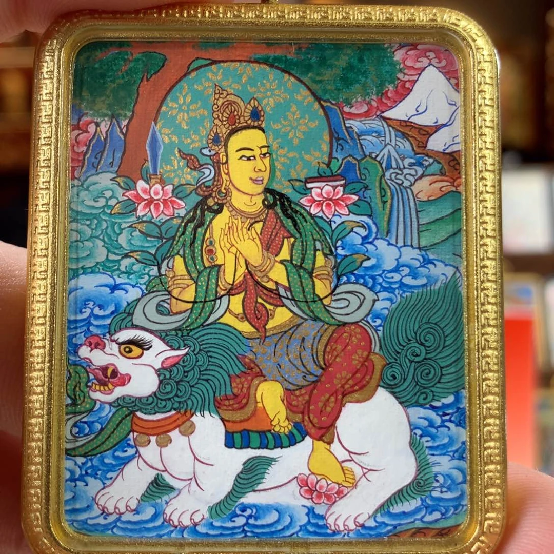 吊坠热贡纯手绘唐卡文殊