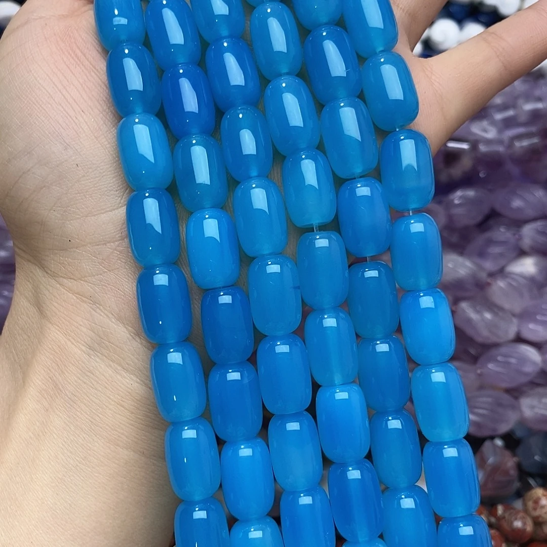 未镶嵌玛瑙/玉髓珠宝半成品玛瑙桶珠一条
