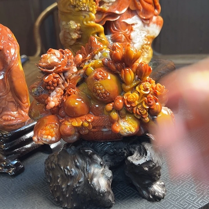 老挝石花开富贵摆件