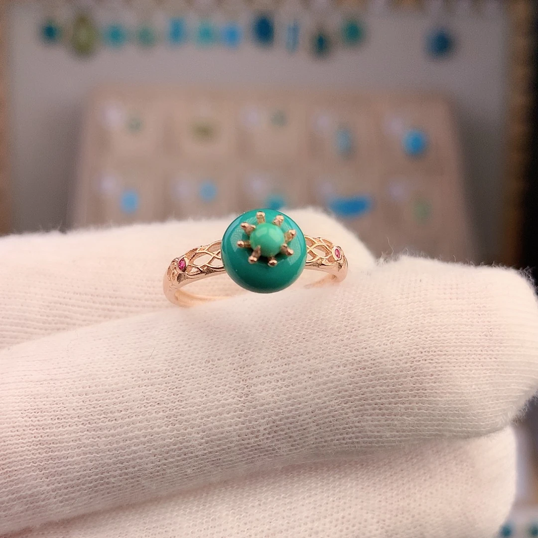 绿松石银S925镶嵌戒指