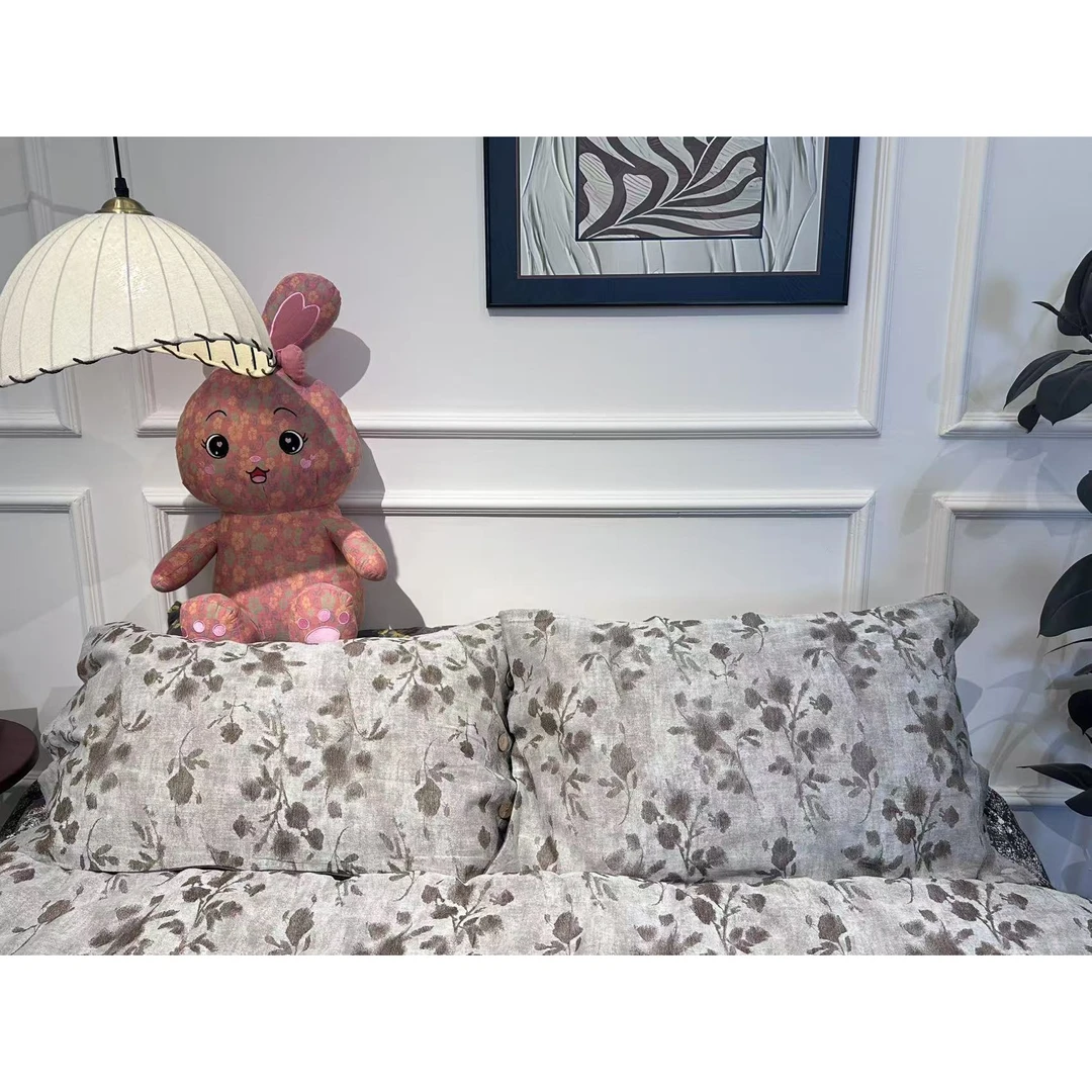 【水色柔情 一对枕套】纯棉简约舒适轻奢云锦棉提花床品