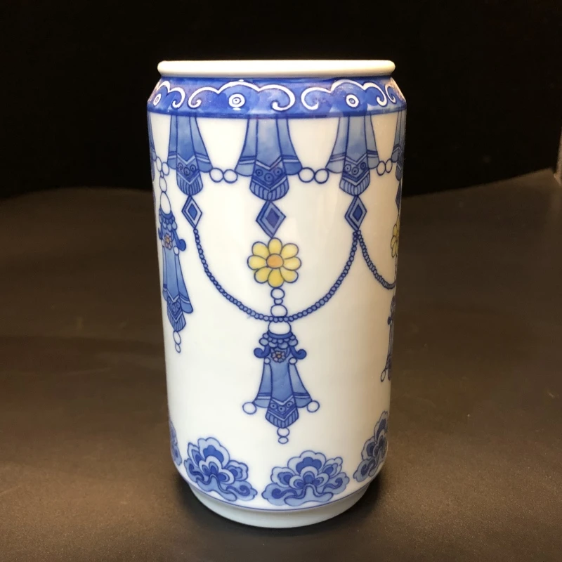 12.18/N900400/00858/潭溪/青花粉彩笔筒/口径6.6/高13.4