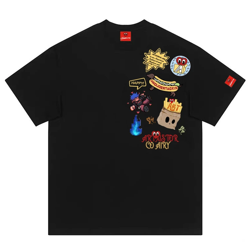 【JAY】ART桃心新款纸盒人印花短袖
