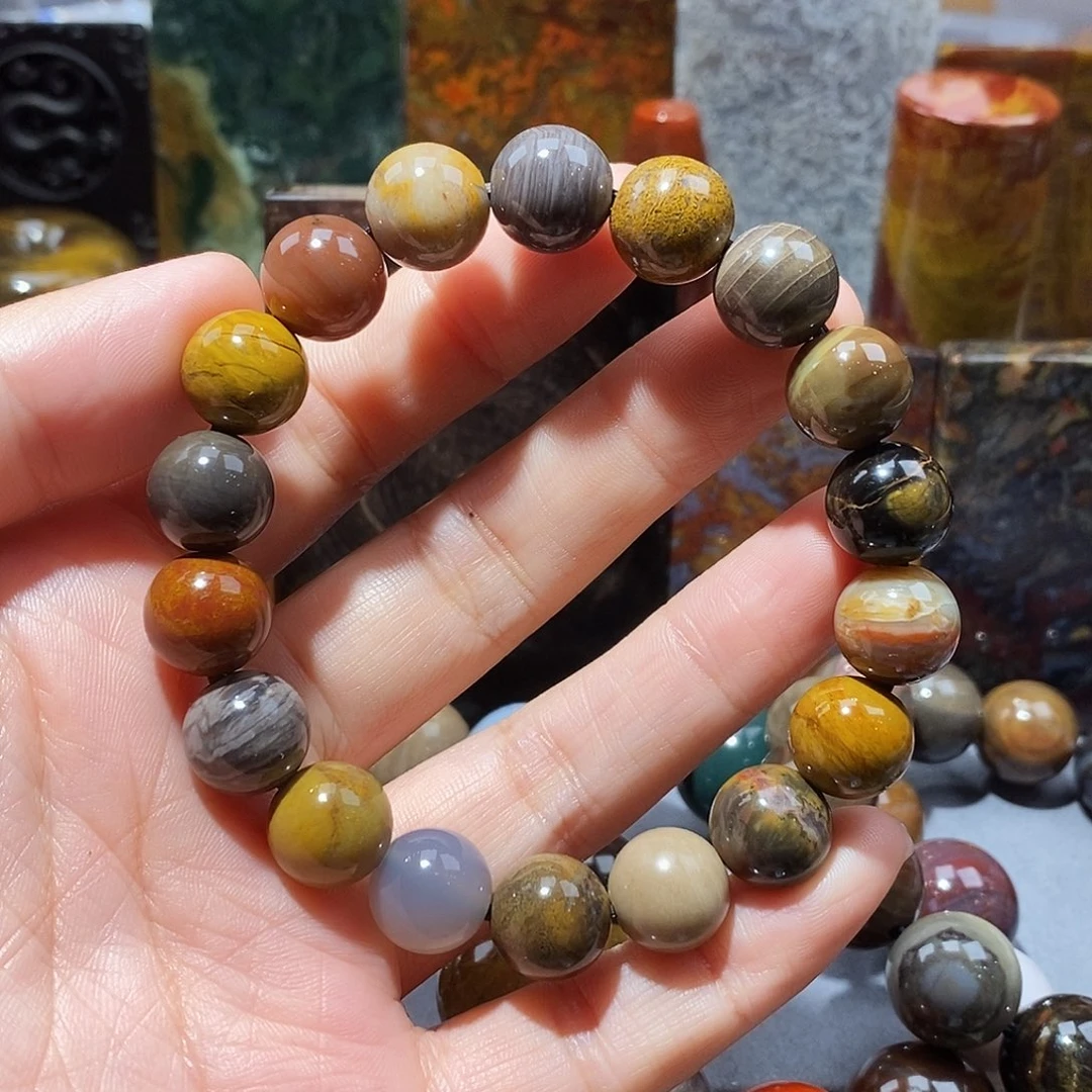 硅化玉未镶嵌天然北票硅化玉手串卡12