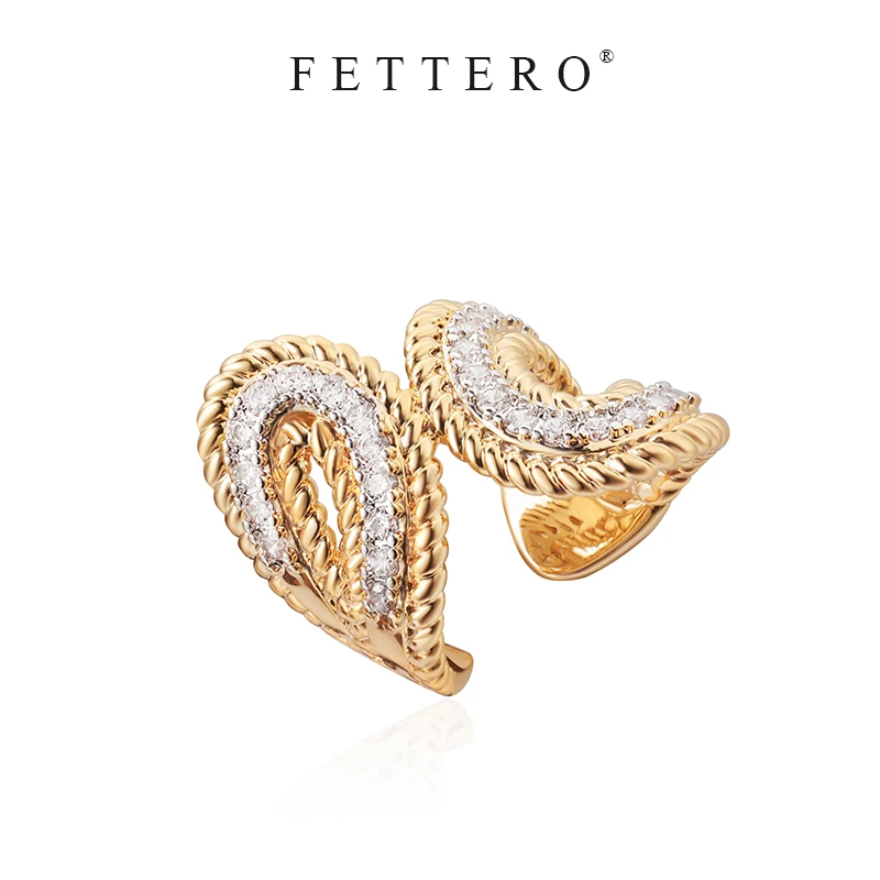 fettero 铜合金耳饰 【双色单个水滴交汇耳夹】轻奢气质欧美优雅