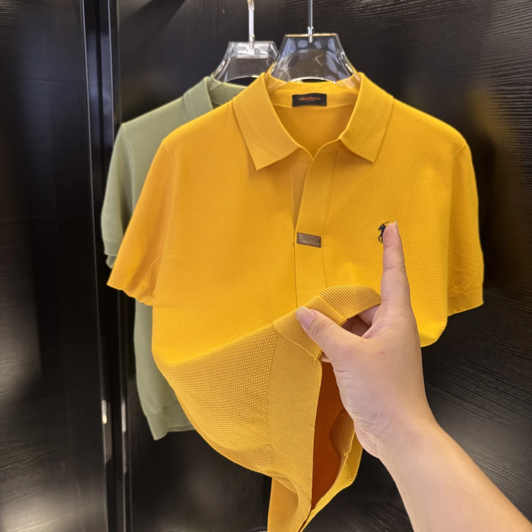 【冰感黑科技】男士冰丝伊力特Polo领短袖2025夏季提花休闲百搭针织