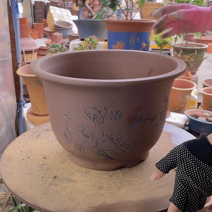 紫砂宜兴紫砂花盆30平角金钟
