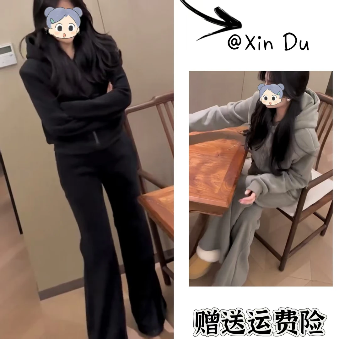 2025秋冬季新款时尚显瘦气质女士网红洋气两件套百搭款D24237