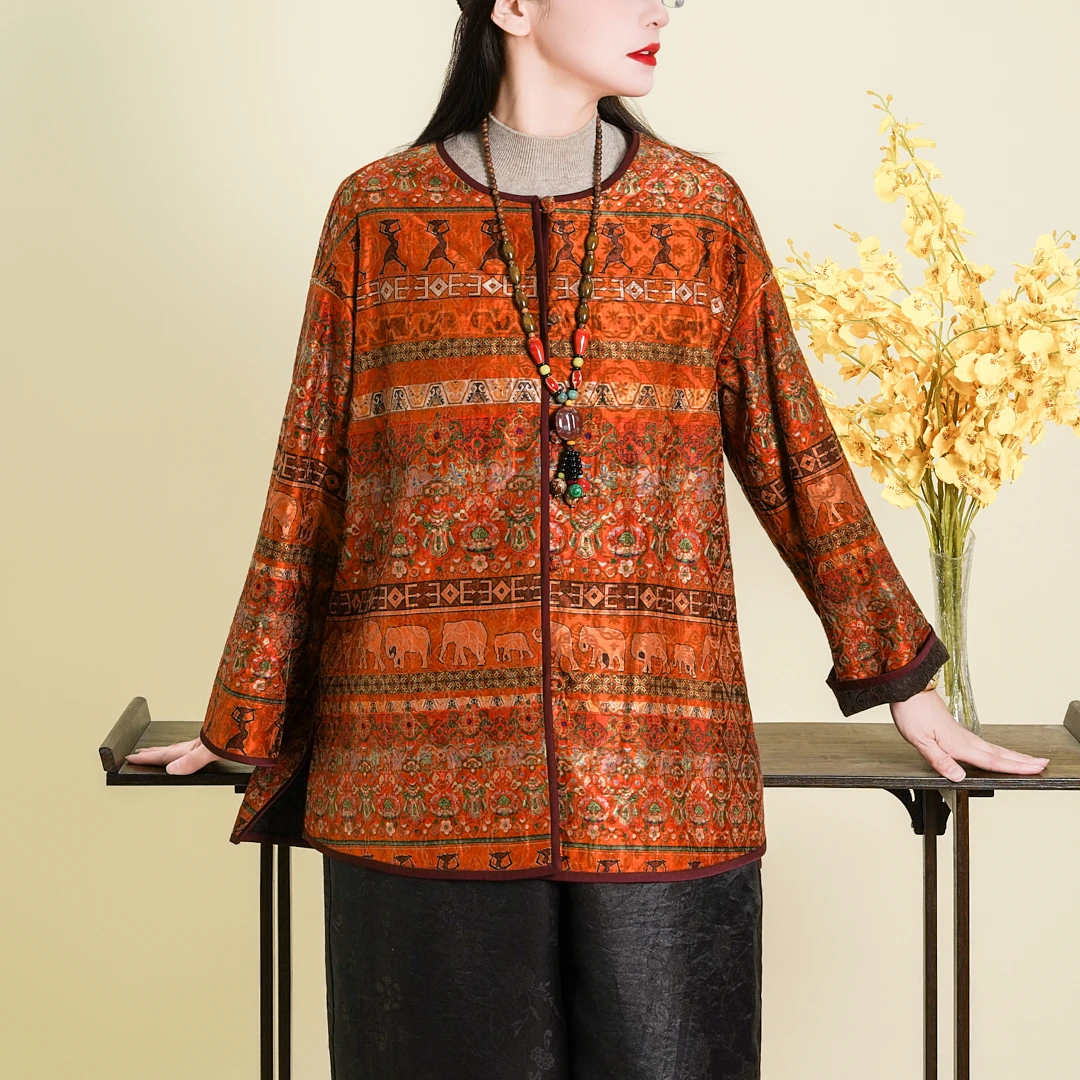 【安佛拉】2025新款时尚气质新中式香云纱油丝开衫宽松上衣