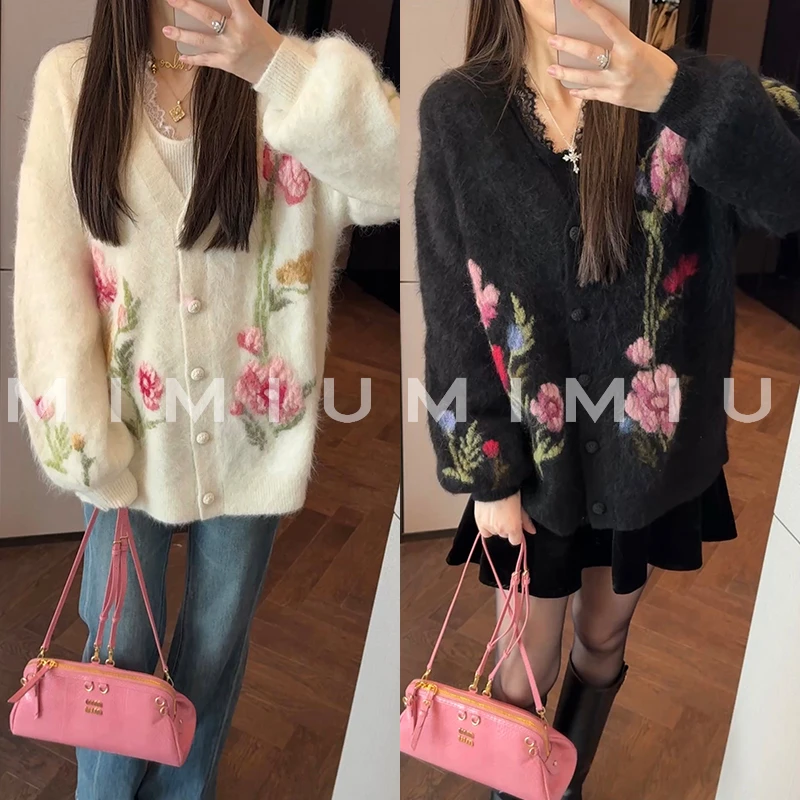 【mimius】U 重工提花羊驼羊绒混纺软糯开衫毛衣 WG10017