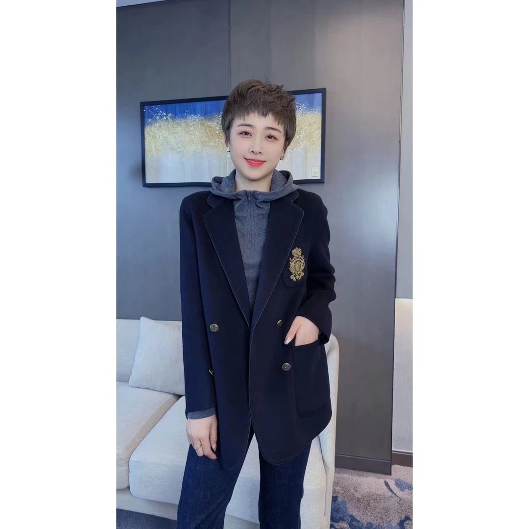 静姐【学院风】秋冬轻奢西装双面设计师气质休闲羊毛外套时尚百搭