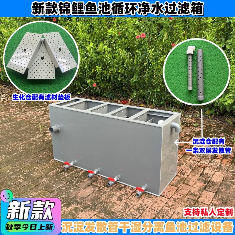 大型加厚锦鲤侧过滤上滤沉淀发散管干湿分离鱼池过滤设备箱