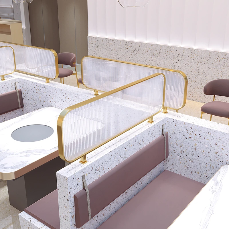 不锈钢饭店卡座装饰屏风加高餐厅矮隔断围栏玻璃