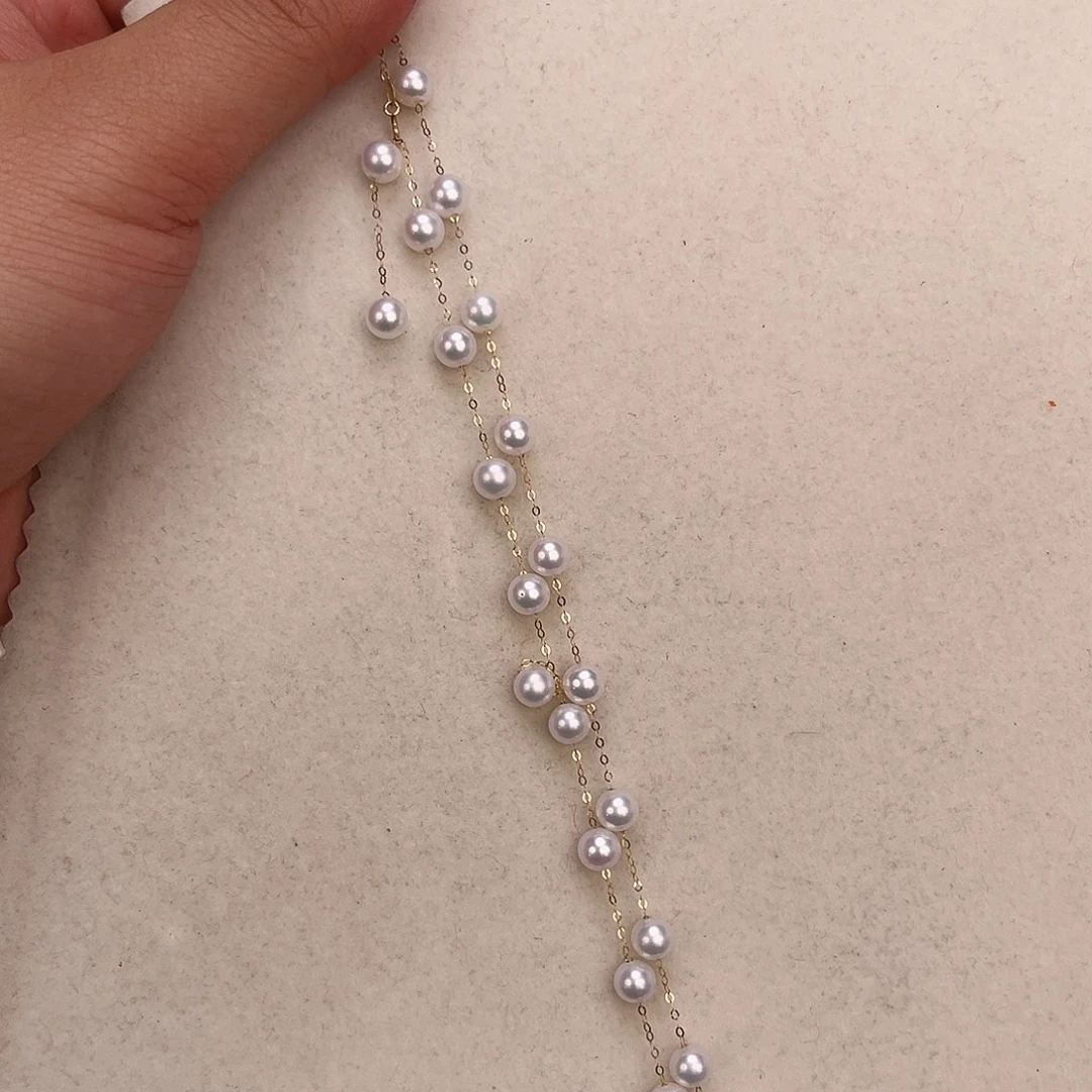 淡水珍珠颈饰18K金镶嵌