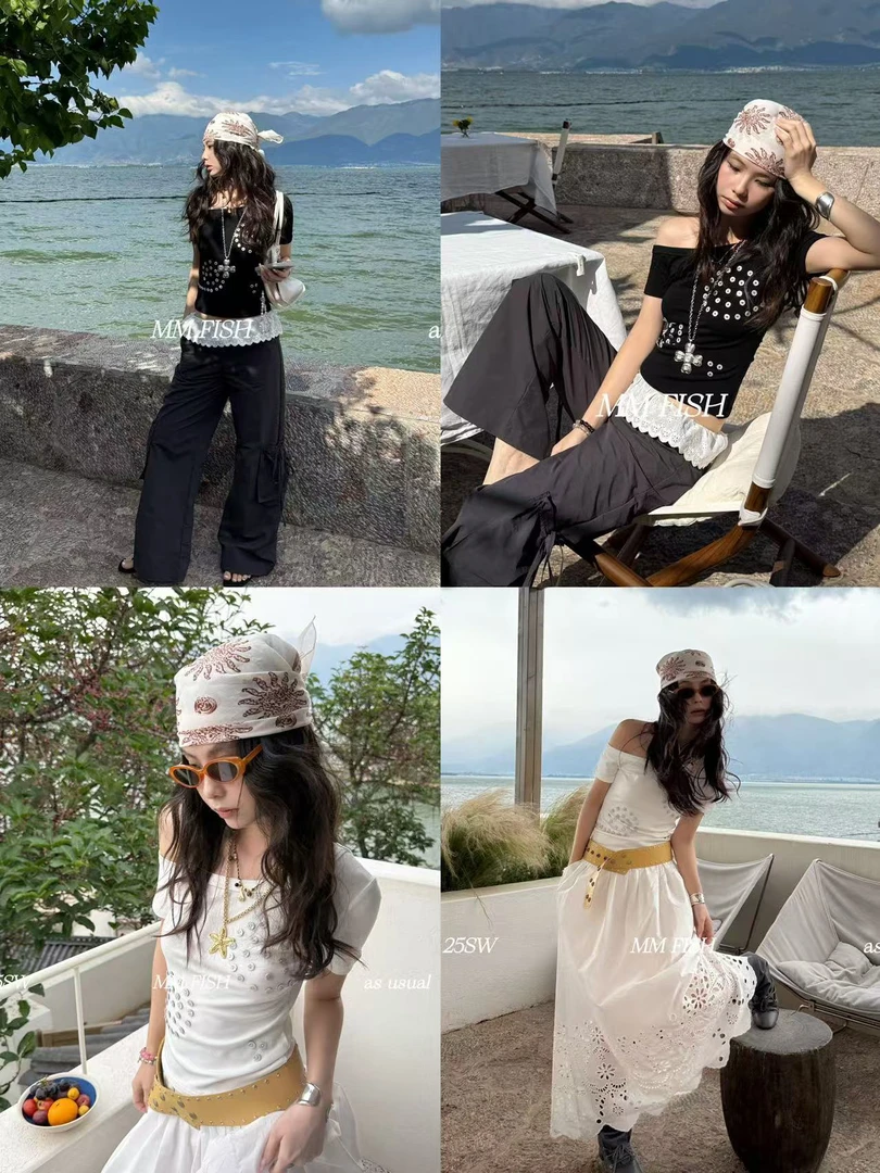 馒头（1mtt271#）亮片T！斜肩修身小蛮腰短T恤  5-22