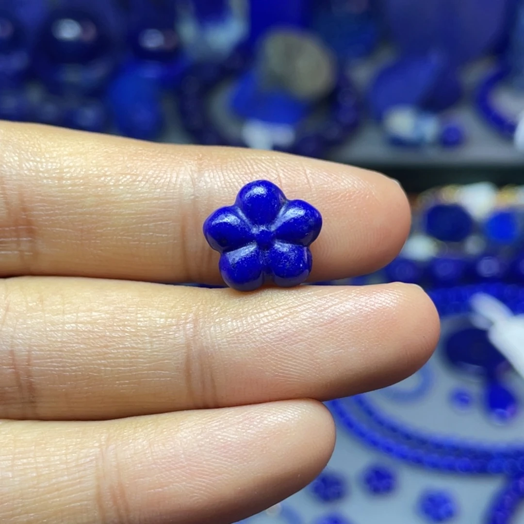 青金石未镶嵌12mm梅花配饰