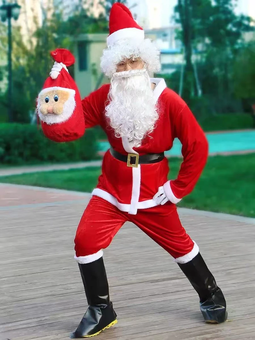 圣诞节老人服装男女成人款演出派对套装圣诞老人表演服装装扮衣服