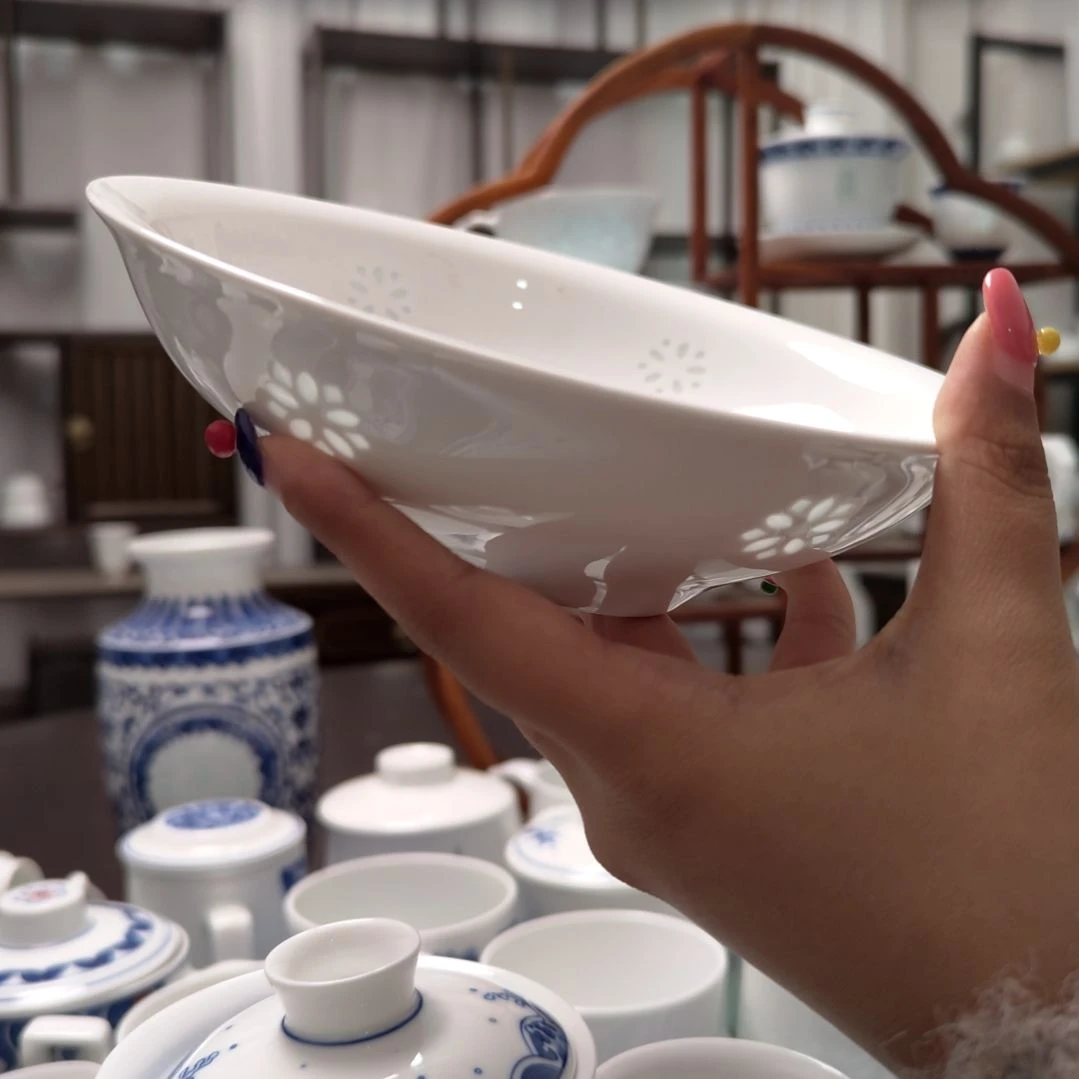 陶瓷繁花似锦白胎7寸窝盘两只装