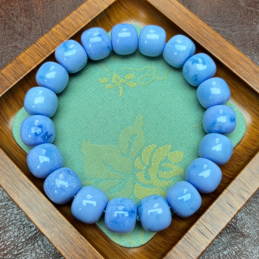 非金属珐琅手链 蓝色 1.2mi桶珠手串 D166