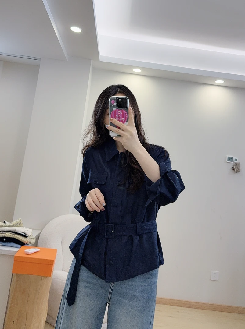 Y腰带款麻料衬衫外套2025新款穿搭