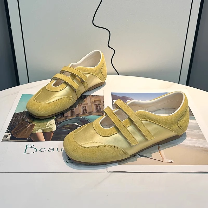 复古一字带德训鞋女2025春夏新款小众设计魔术贴时尚百搭玛丽珍鞋