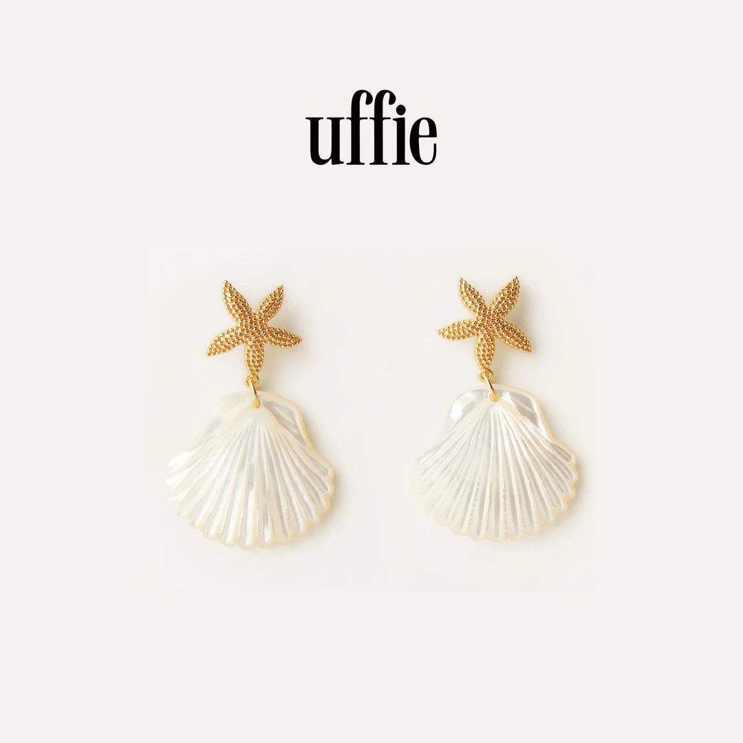 UFFIE 铜合金贝壳耳饰 贝壳海星钉坠